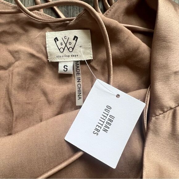 NWT Urban Outfitters Satin Tie Back Slip Dress Bronze Size Small - Picture 9 of 16
